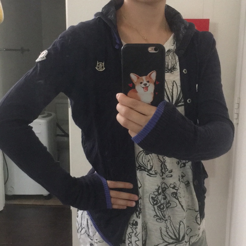 Moncler cotton cardigan with signature hood